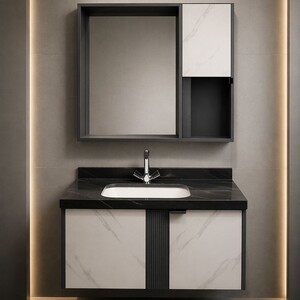 مغسلة فيبر موديل 11494R أسود مقاس 80 سم