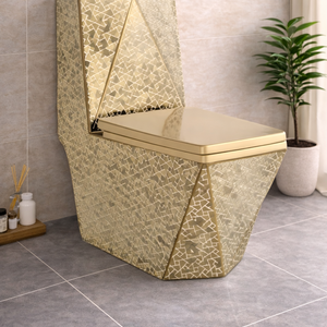 كرسي أفرنجي 602 ذهبي مزخرف + مغسلة برميل 515 ( طقم )