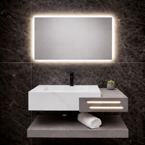 مغسلة رخام TA-151 - مرايه ليد 3 اضاءات ( 100 سم )