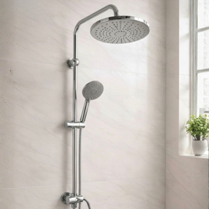 مسطرة دش دائرية كروم وأسود موديل 2034 طقم كامل (سماعة + طاسة)