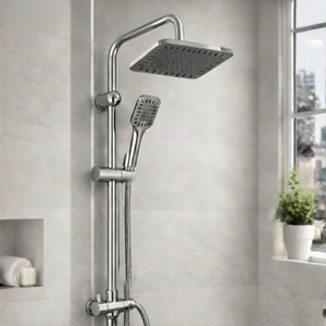 مسطرة دش مربعة كروم وأسود موديل 2035 (سماعة + طاسة)