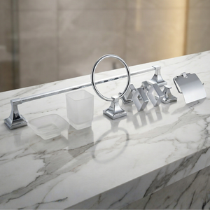 طقم اكسسوارات حمام 6 قطع كروم وأسود موديل 20031