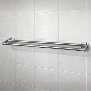 علاقة مناشف مزدوجة مودرن كروم وأسود موديل 21140