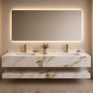 مغسلة رخام 120 سم حوضين