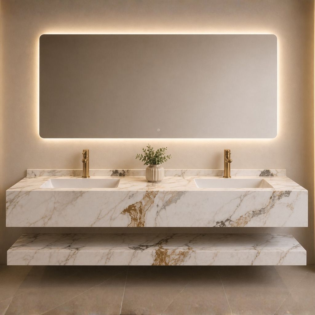 مغسلة رخام 120 سم حوضين