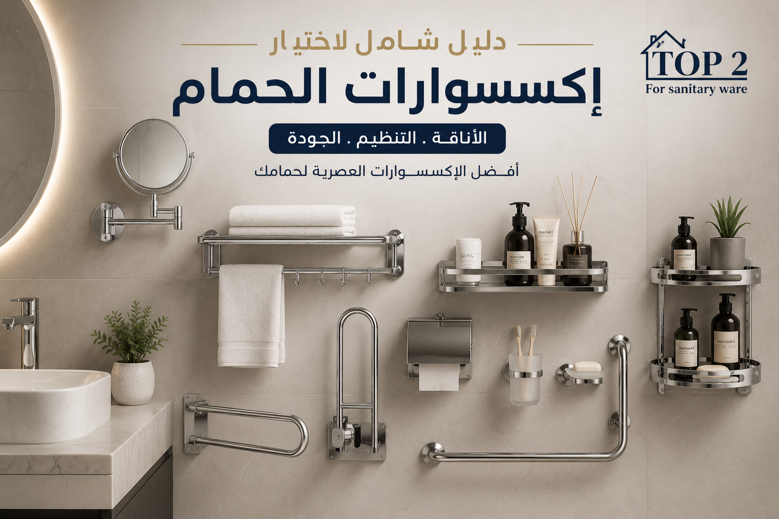 تشكيلة إكسسوارات حمام عصرية مثبتة على الجدار